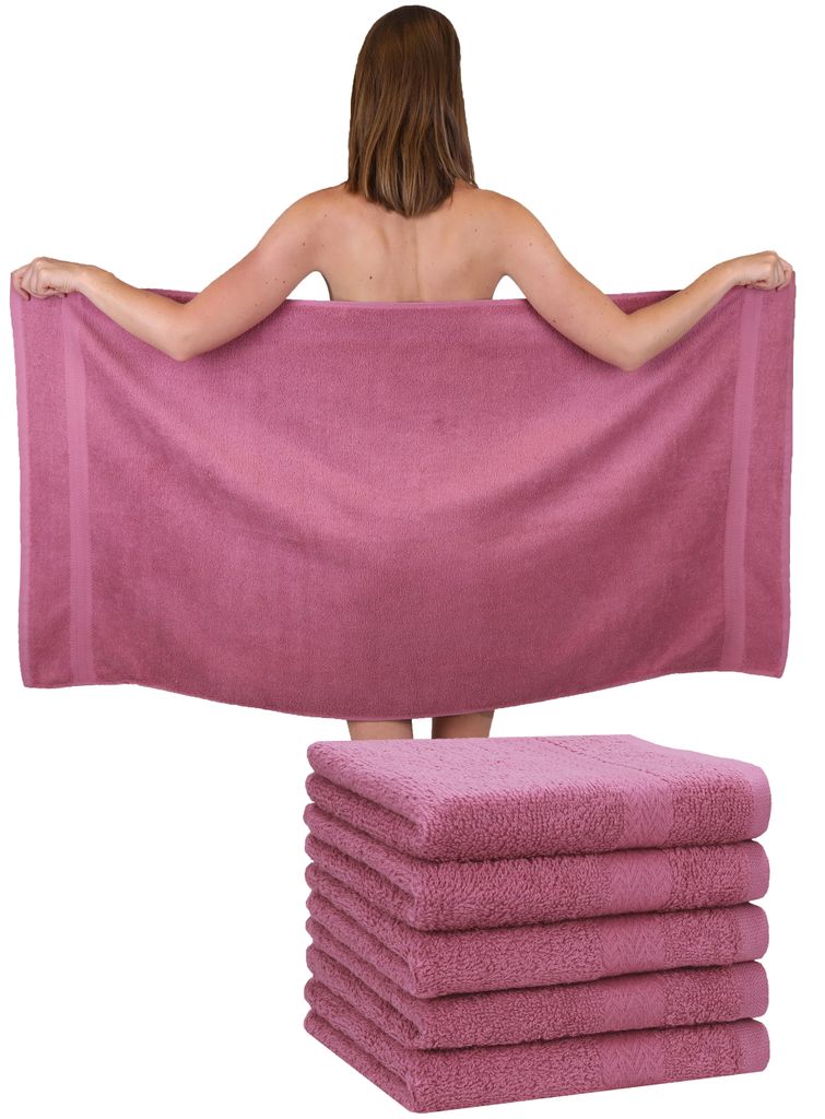 Betz 6 Stück Duschtücher 70 x 140 cm PREMIUM 100% Baumwolle Liegetuch Strandtuch Farbe: beere