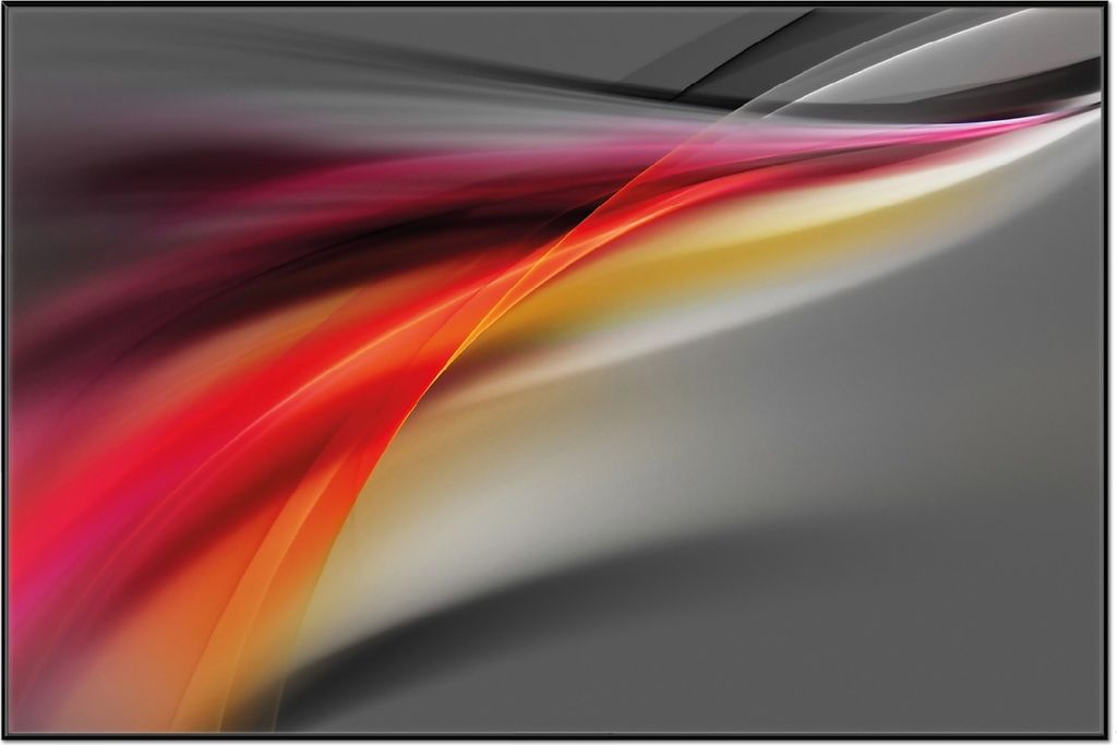 Wallario Wandbild Schwarz rot pink - Abstraktes Design, Größe: 61 x 91,50 cm, Poster mit schwarzem Aluminiumrahmen