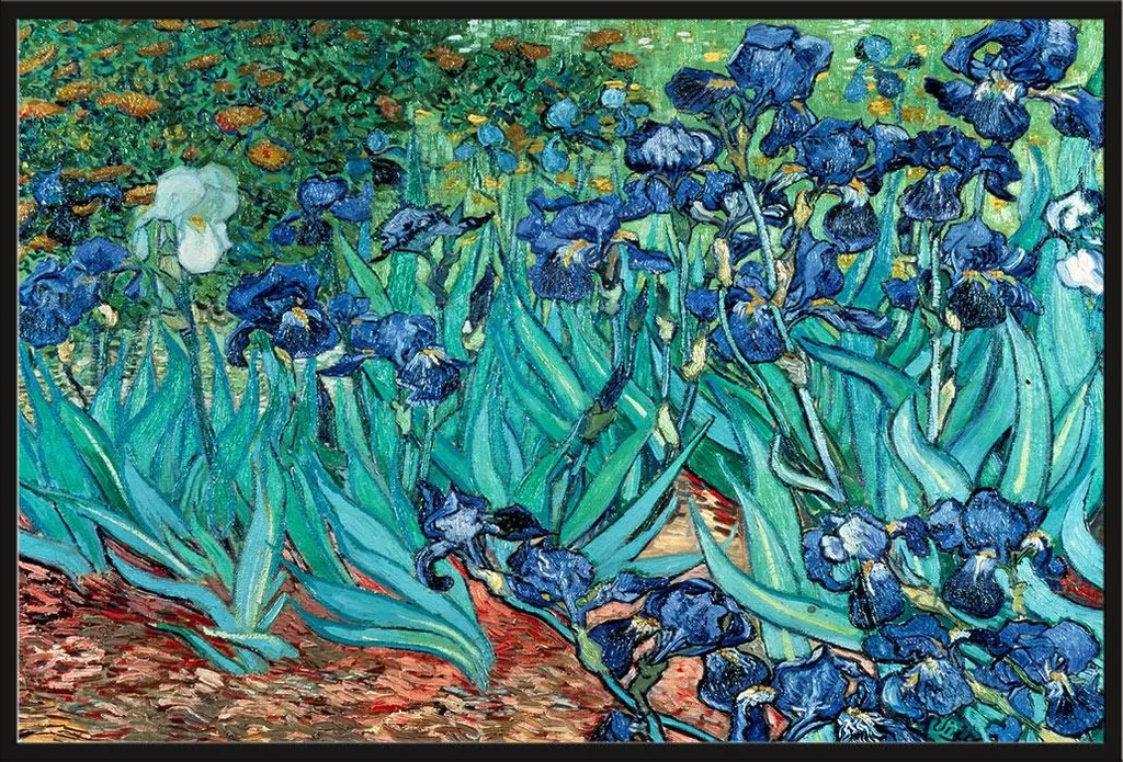 Affiche Van Gogh Les Iris sous Cadre Acrylique Shinsuke Noir Maxi
