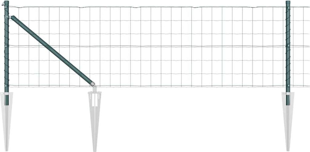 vidaXL Zaun mit Pfosten Grün 0,4 x 25 m Stahl und PVC