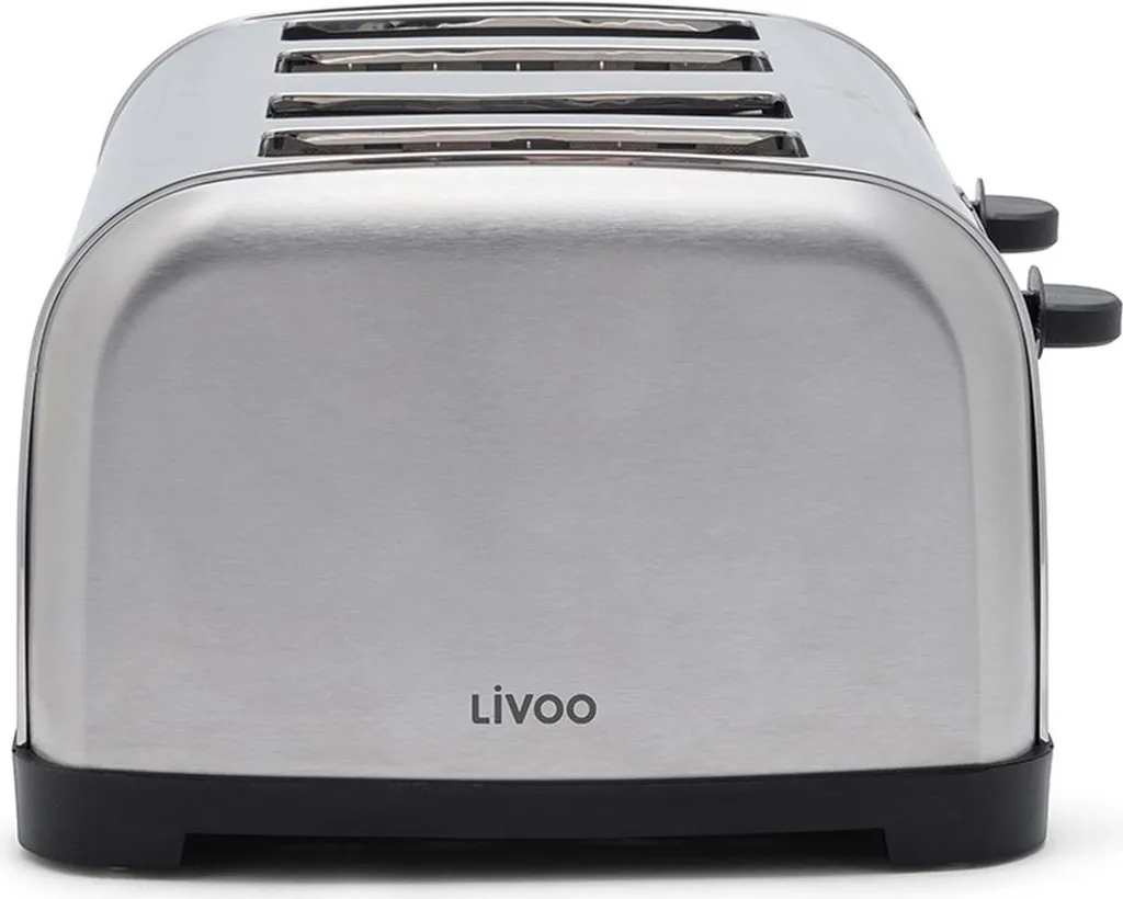 Grille-pain 4 tranches Livoo 1700W gris idéal pour petit-déjeuner XL