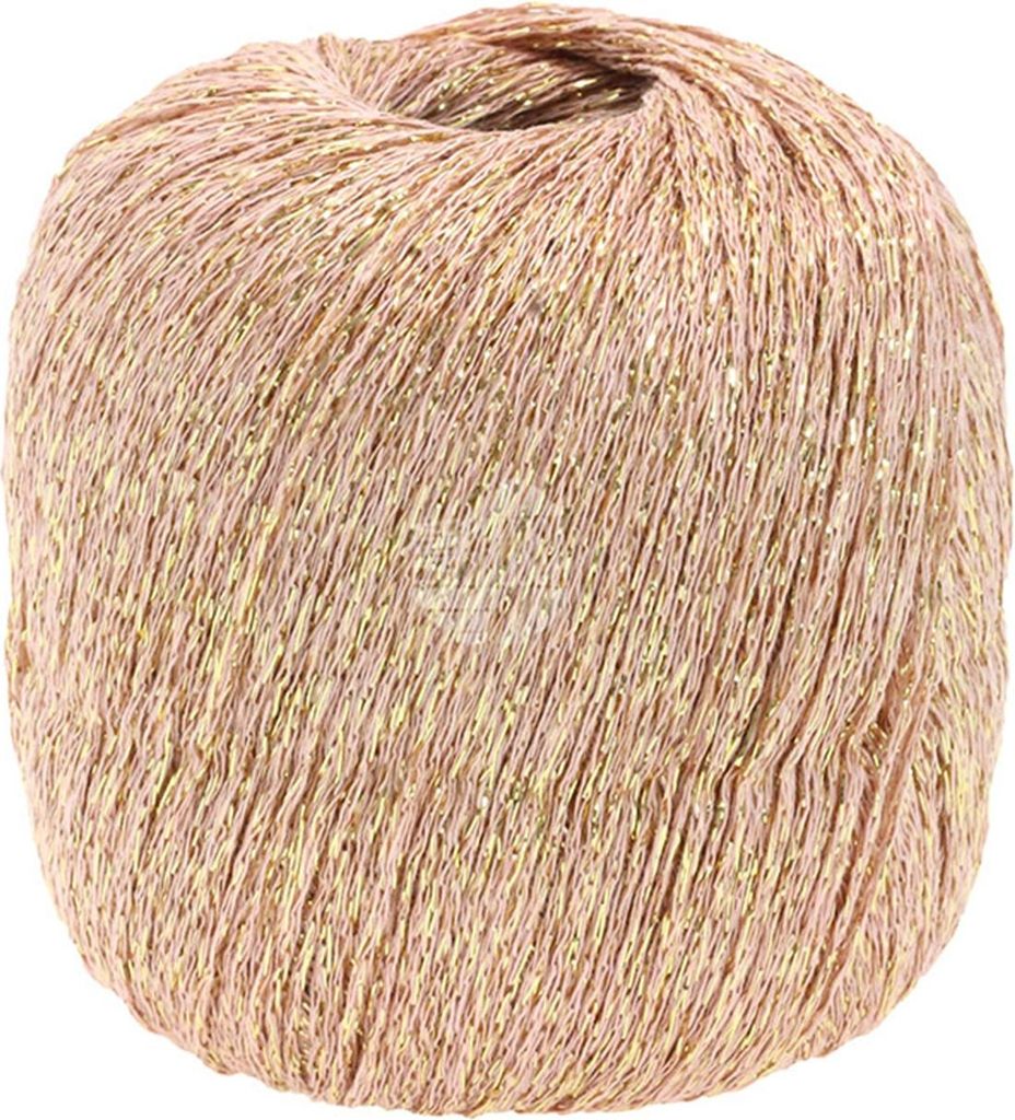 A ball of yarn with metallic threads.