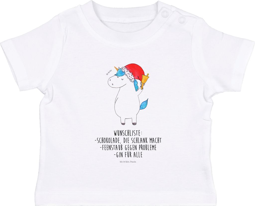 Mr. & Mrs. Panda Babyshirt Einhorn Weihnachtsmann 6. - 12. Monat - Weiß - Geschenk, Gin, Baby Top, Unicorn, Kleinkind T-Shirt, Einhörner, Kinder,...