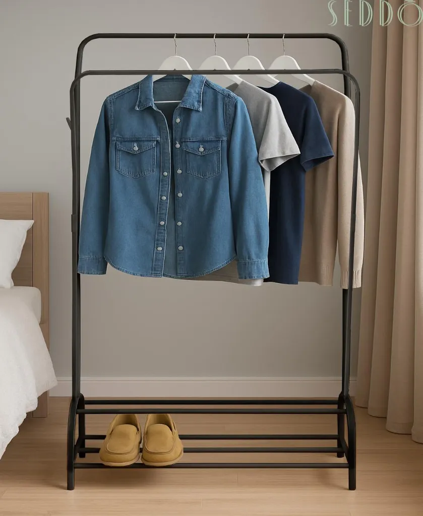 Aménagement de couloir : étagère à vêtements large en métal durable - 2