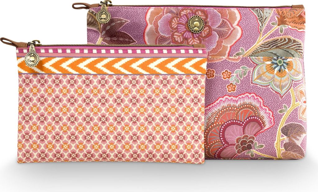 Pip Studio Caryn Cosmetic Bags Combi Matata Lilac 26x7.5x18cm/22x1x13cm