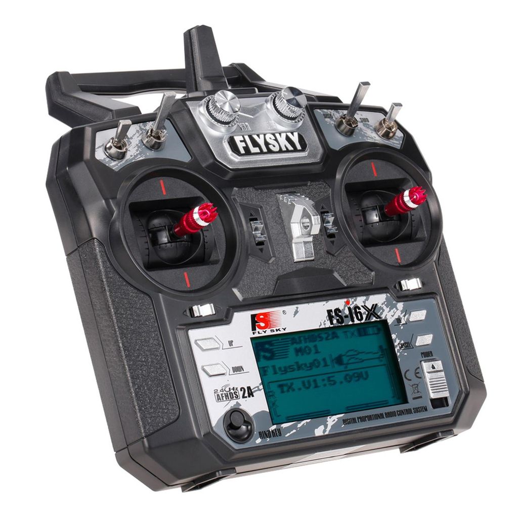 Flysky FS-i6X 2,4 GHz 10-Kanal AFHDS 2A RC-Sender mit FS-iA10B Empfänger für RC-Drohnen, Flugzeuge und Hubschrauber