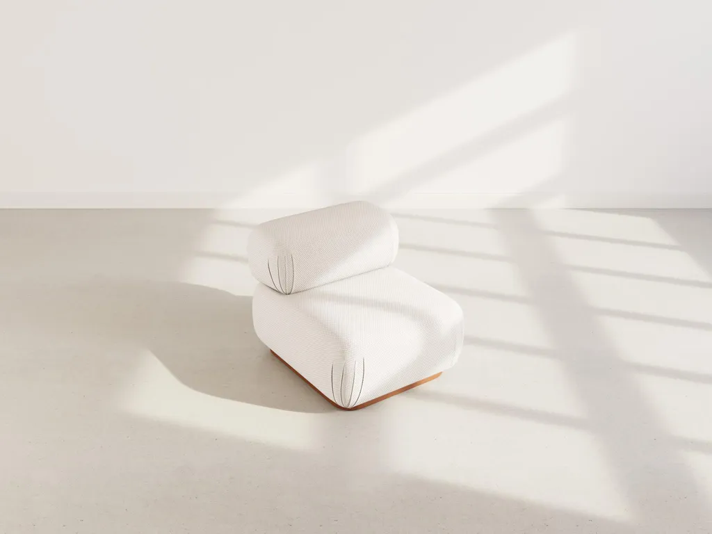 Module assise velours texturé beige Penelope - Confort ferme et doux