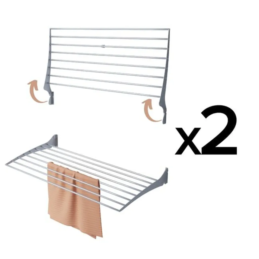 Étendoir à Linge Mural Pliable 120cm - Pack de 2 Séchoirs Foxydry Fold