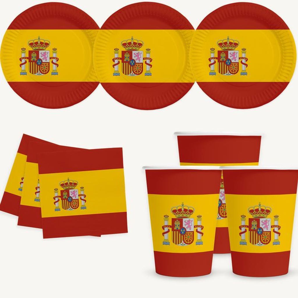 Spanien Partyset, 16 Pappteller 23 cm, 16 Pappbecher 210 Produktbild 