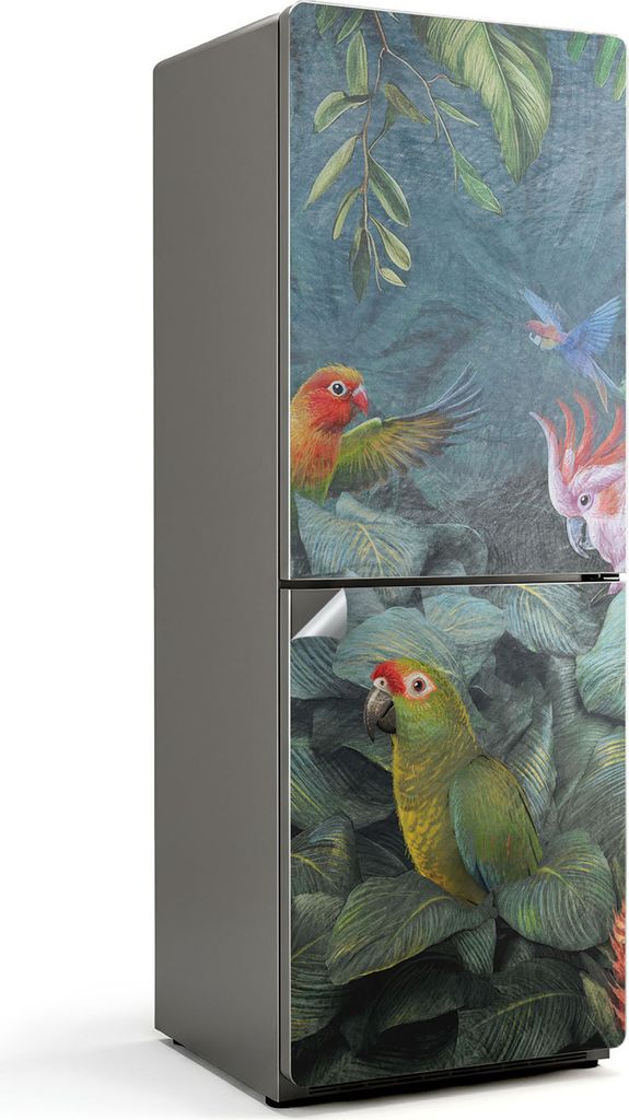 Friedliche Landschaft mit Vögeln – Kühlschrank Aufkleber – Klebefolie Kühlschrank – Kühlschrank Nachbildung – Kühlschrankfolie selbstk...
