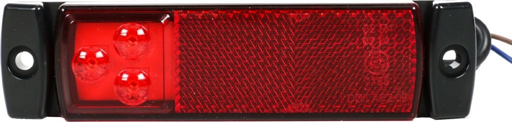 LED Seitenbegrenzungsleuchte E9, Anhänger LKW Markierungsleuchte mit roten 3 LEDs,Montageleiste aus Kunststoff, Anschlussspannung 9 - 32 Volt