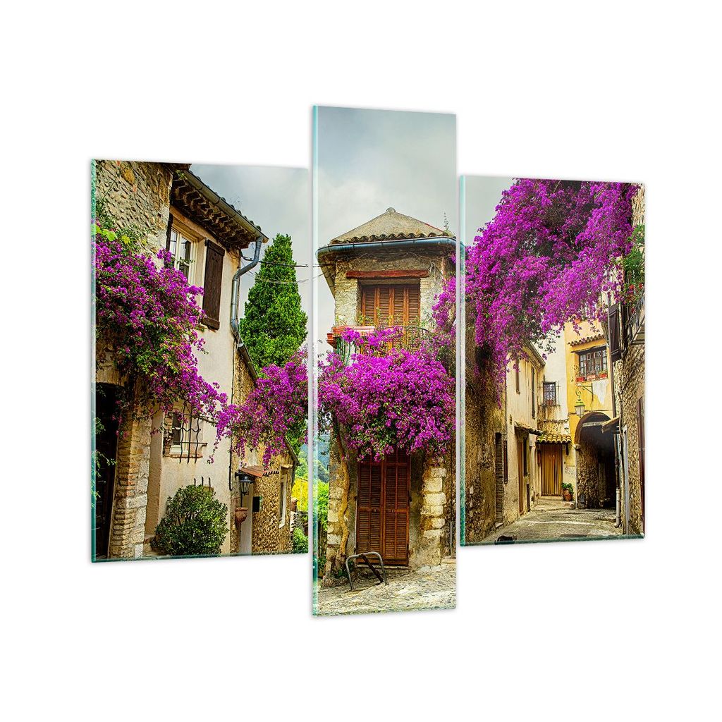 Bilder auf glas - Straße Sommer Blumen - 95x80cm - Glasbilder - Wandbilder - Kunstdruck - zum Aufhängen bereit - Wanddekoration aus Glas - Glas B...