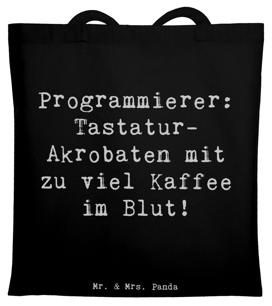 Mr. & Mrs. Panda Stoffbeutel Spruch Programmierer Kaffeeheld - Schwarz - Geschenk, Schultasche, handgefertigte Geschenke, Laptoptasche, Tote Bag, B...