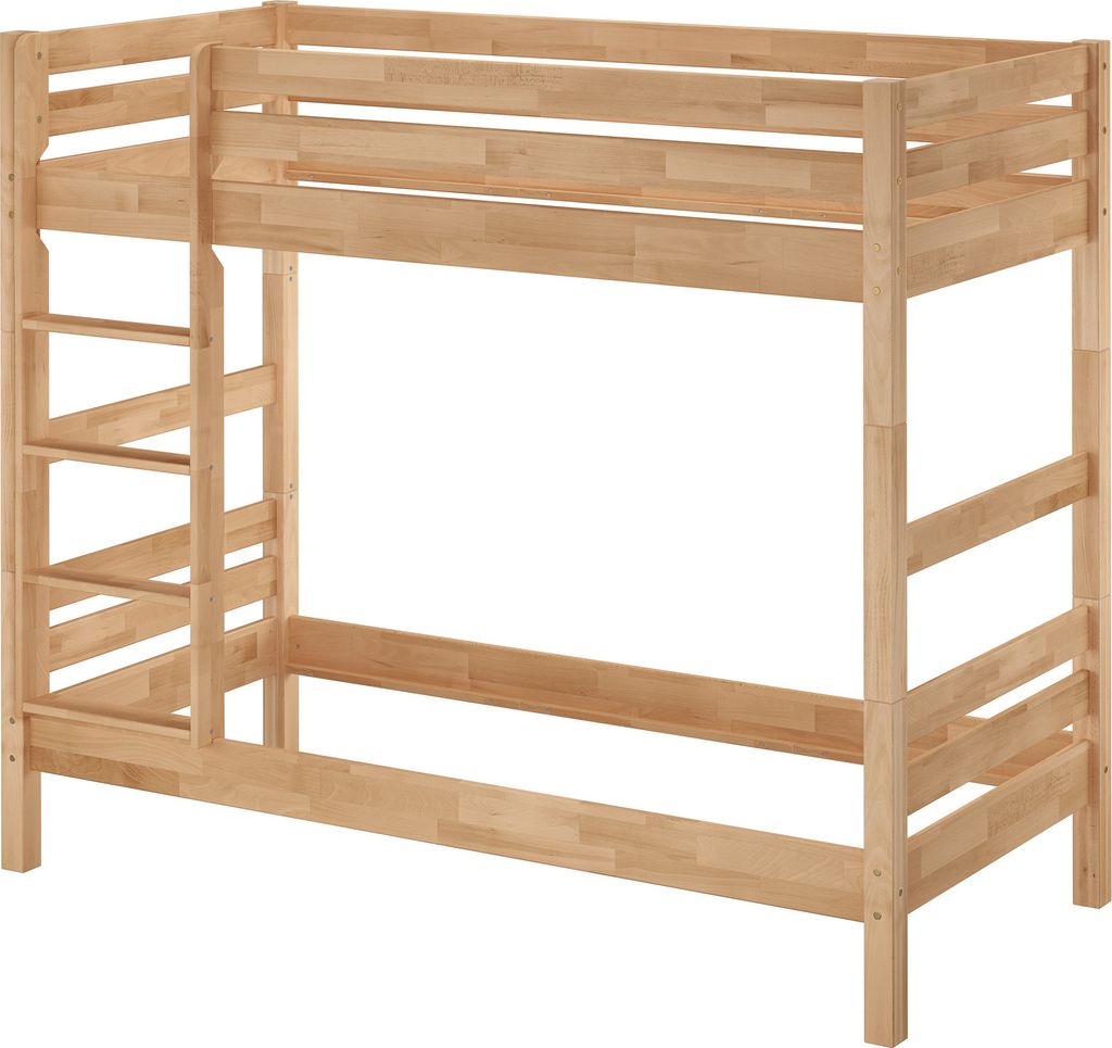 Breites Etagenbett Massivholz Buche 100x200 Stockbett mit wählbarem Zubehör V-60.17-10ohne Zubehör