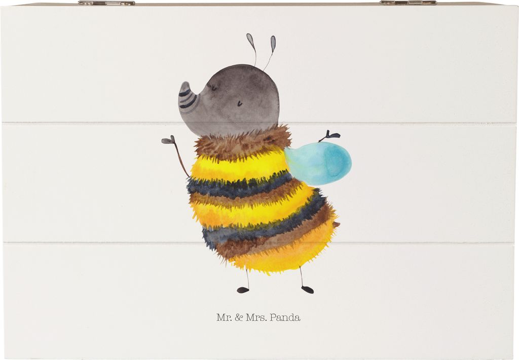 Mr. & Mrs. Panda Holzkiste Hummel flauschig 22 x 15 cm - Weiß - Geschenk, Lustige Sprüche, Holztruhe, fotobox, Natur, Aufbewahrungstruhe, Box, Bl...