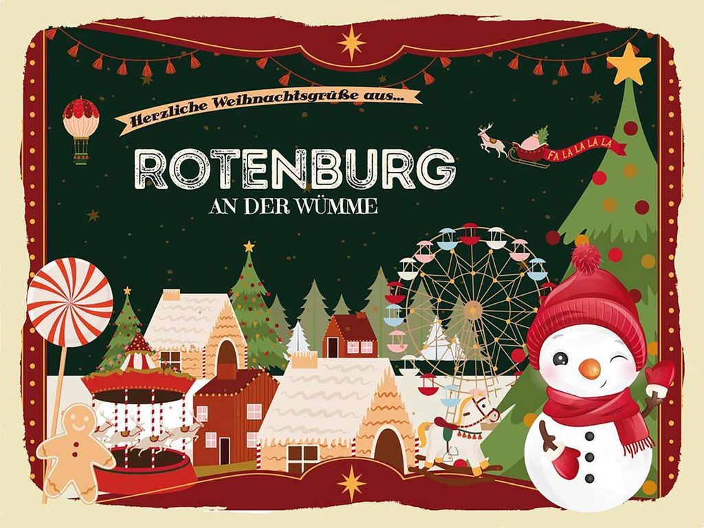 vianmo Holzschild 30x40 cm Weihnachten Grüße aus ROTENBURG AN DER WÜMME