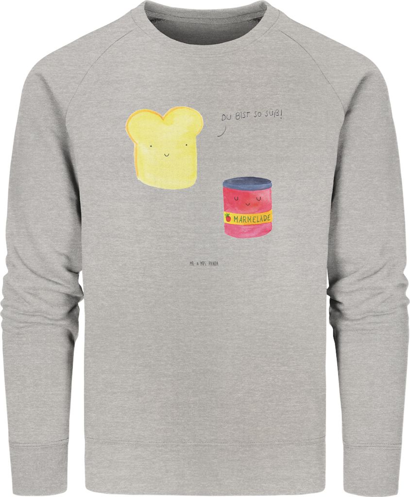 Mr. & Mrs. Panda Nachhaltiger Pullover Toast Marmelade Größe XXL - Heather Grey - Geschenk, Sweatshirt, Baumwoll, Süß, Lustige Sprüche, Pulli,...
