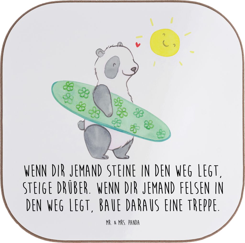 Mr. & Mrs. Panda Untersetzer für Gläser Stolpersteine im Alltag meistern - Weiß - Geschenk, Kaffee, Trost, positive Gedanken, Einstellung, Tisch...