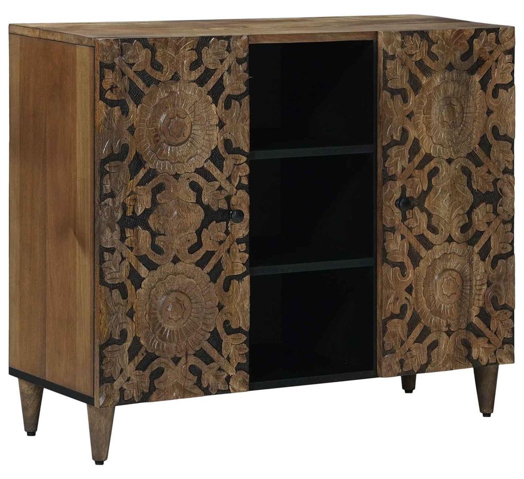 vidaXL Sideboard mit Regal Braun 90 x 33,5 x 75 cm Massivholz Mango