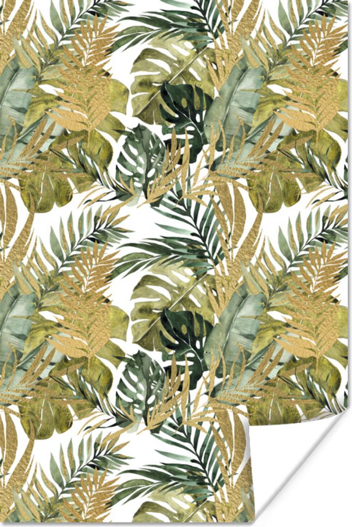 MuchoWow Poster Tropisch - Blau - Grün 80x120 cm - Papierdruck