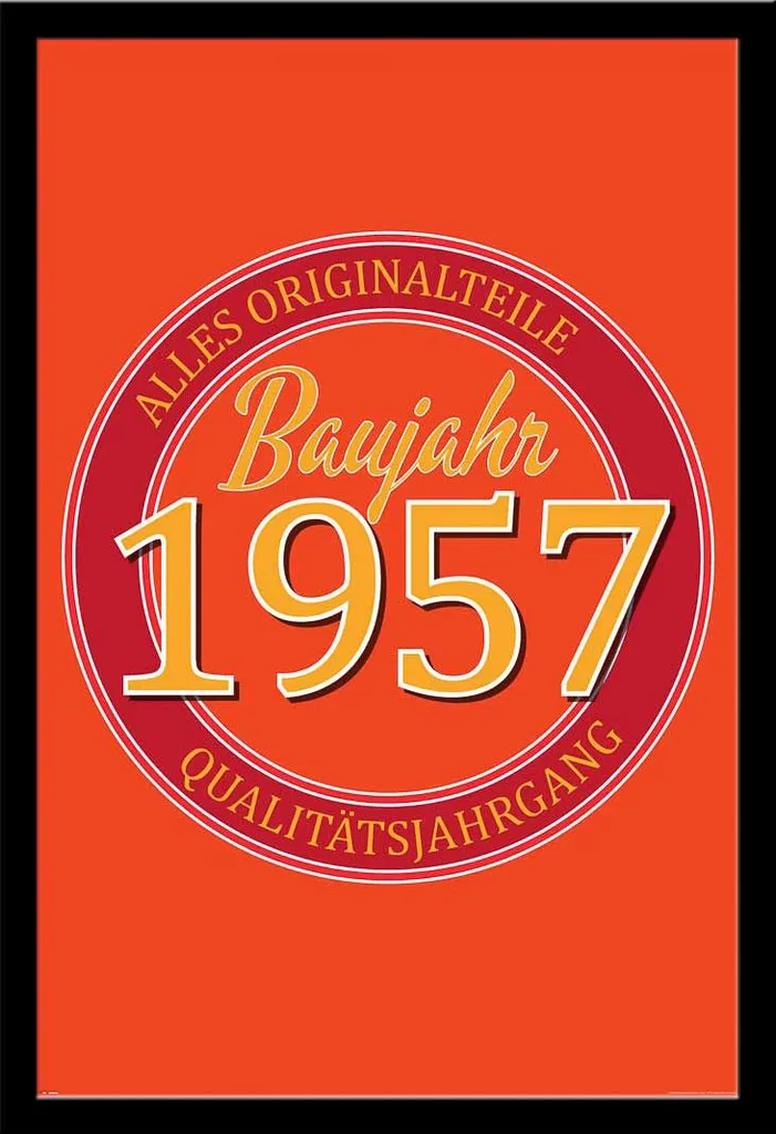 Poster Compleanno 1957 con Cornice Shinsuke Maxi MDF e Vetro Acrilico