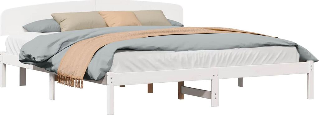 "2026 MODERNE"Bettrahmen Modernes/Doppelbett - Polsterbett Erwachsene/r /Kind - mit Kopfteil - Weiß 180x200cm Massives Kiefernholz - Klassische Be...