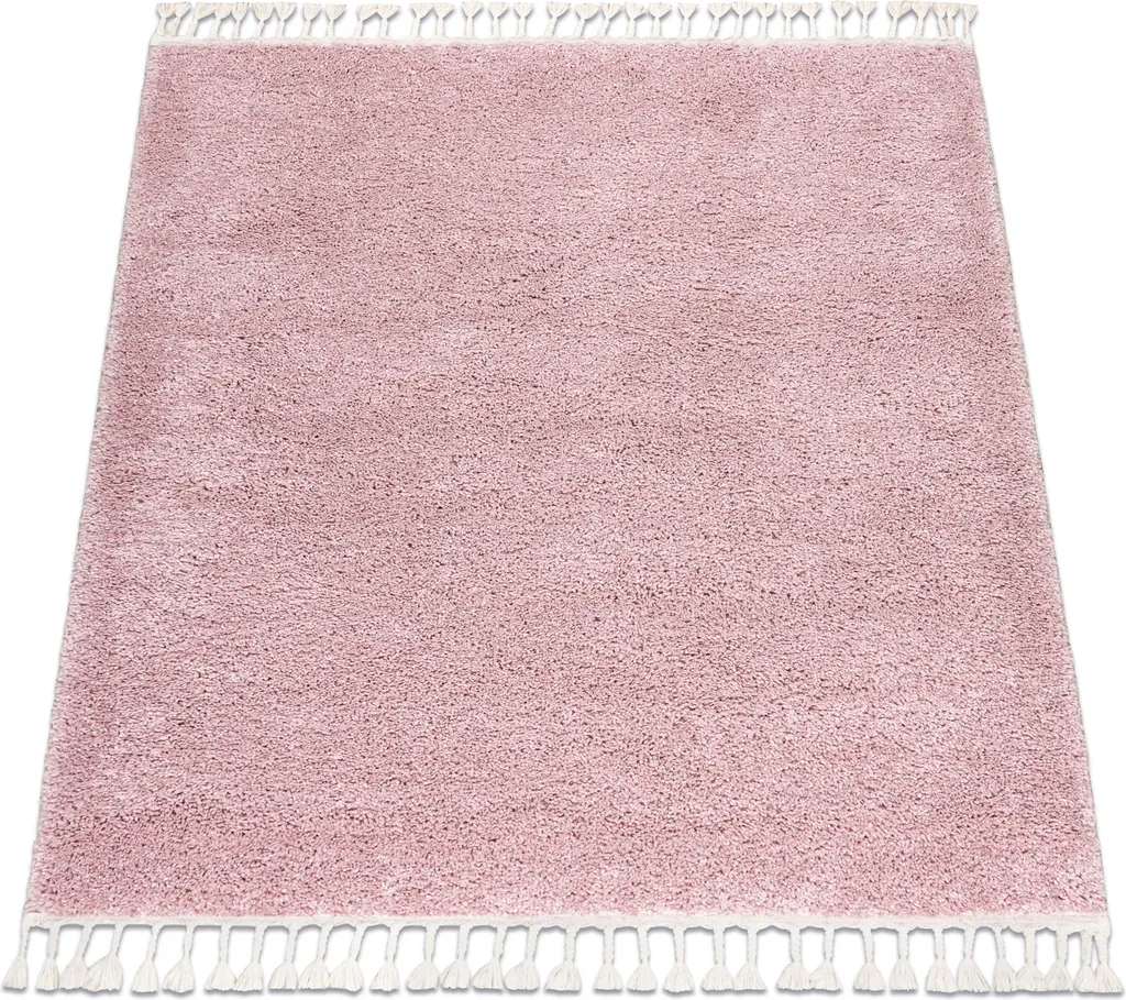 Tapis BERBER square 9000 rose 120x120 cm - Pompons Shaggy Maroc