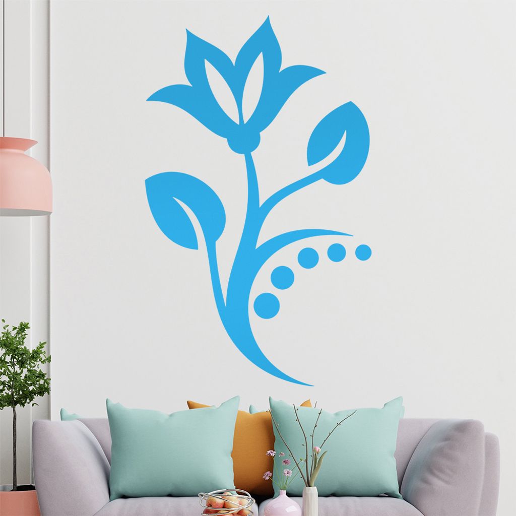Blume - Linien Punkte Wandtattoo in 6 Größen - Wandaufkleber Wall Sticker - Dekoration, Küche, Wohnzimmer, Schlafzimmer, Badezimmer