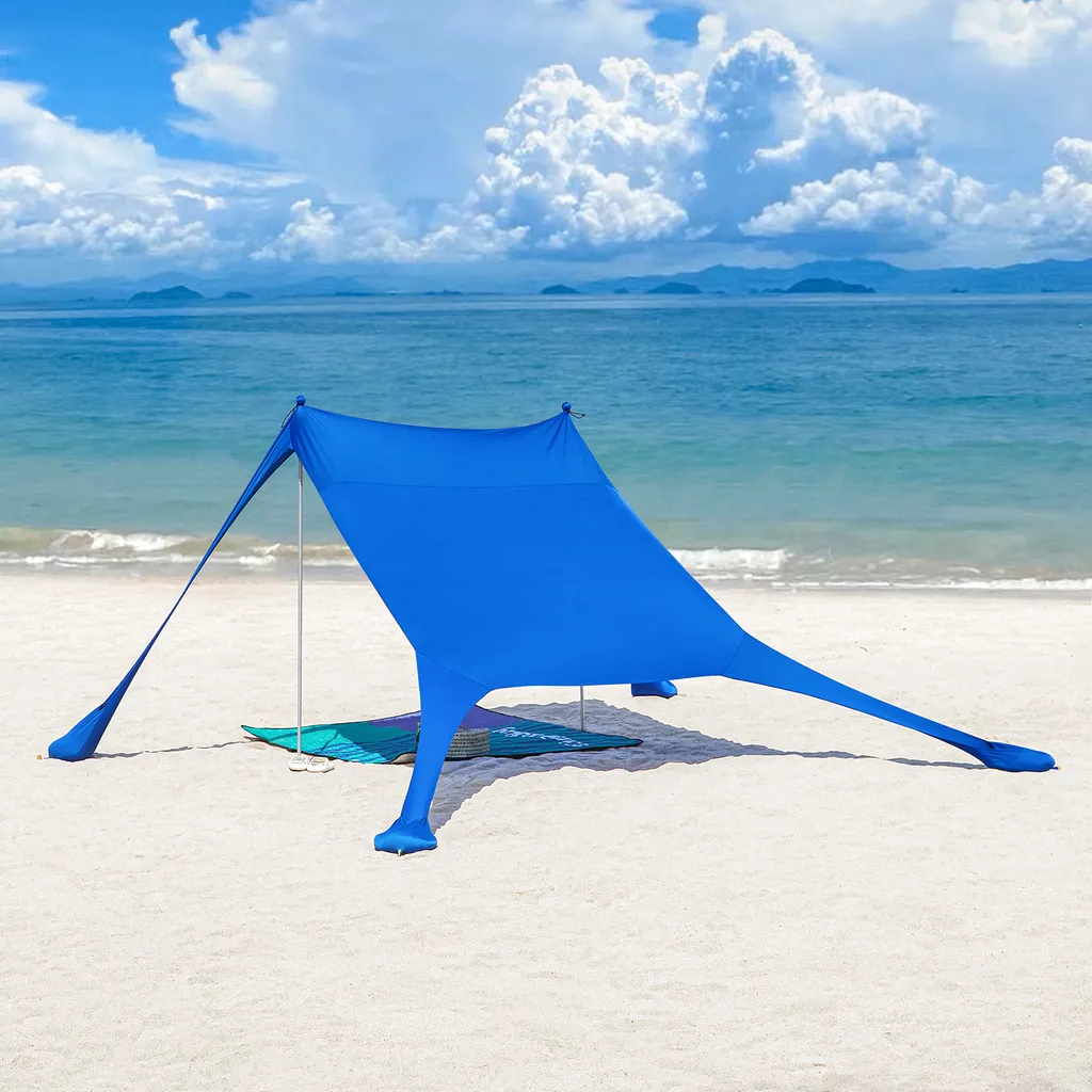 SoBuy Tente de plage OZT01-DB Voile d'ombrage élasthanne bleue