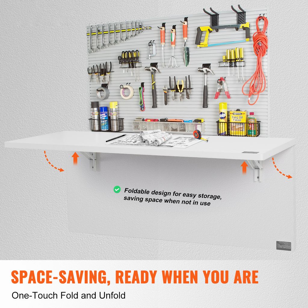 SucceBuy 47.24? x 19.69¡° Wand montiert Klapptisch, Drop Leaf Floating Desk mit Eisen Halterung, Fold Down Schreibtisch fš¹r kleine R?ume, Home...