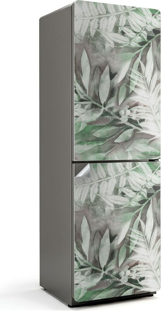 Blattiges Aquarellmuster – Kühlschrank Aufkleber – Klebefolie Kühlschrank – Kühlschrank Nachbildung – Kühlschrankfolie selbstklebend ...