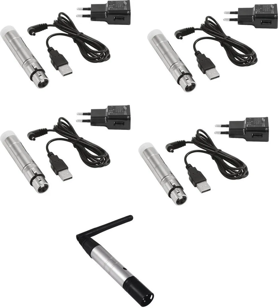 Kit DMX Sans Fil Eurolite QuickDMX avec 4 Récepteurs Rechargeables AKKU