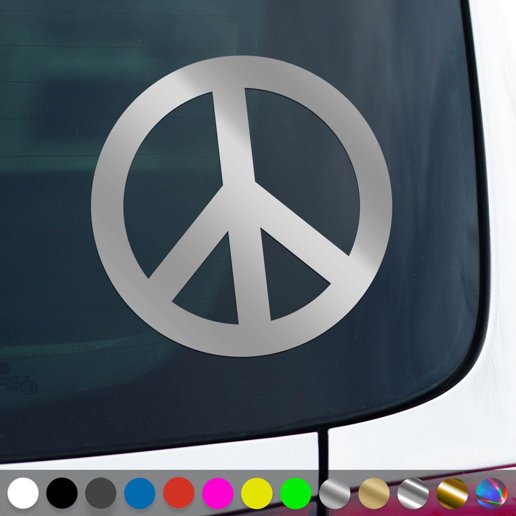PantherPixel Peace Aufkleber Symbol Frieden Zeichen Love Sticker Auto Geschenkidee Farbe Silber
