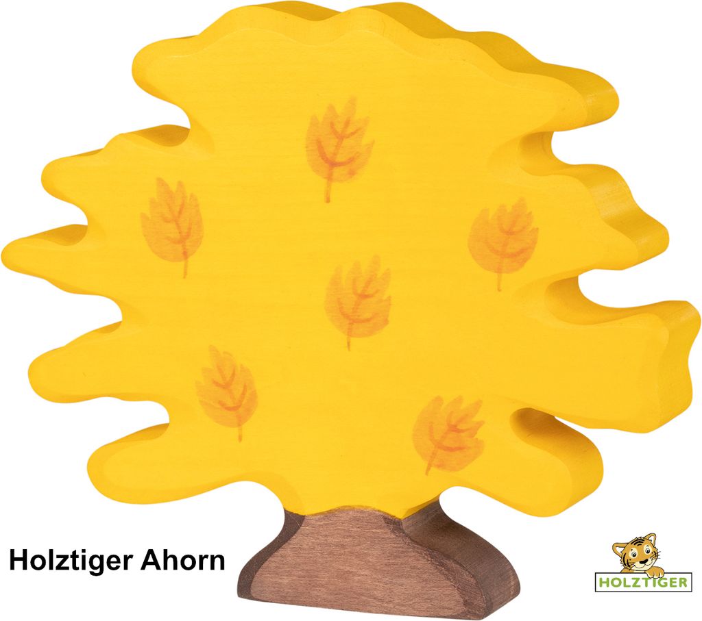 Holztiger Holzfigur Baum aus massivem Ahorn, bunt, ca. Produktbild 