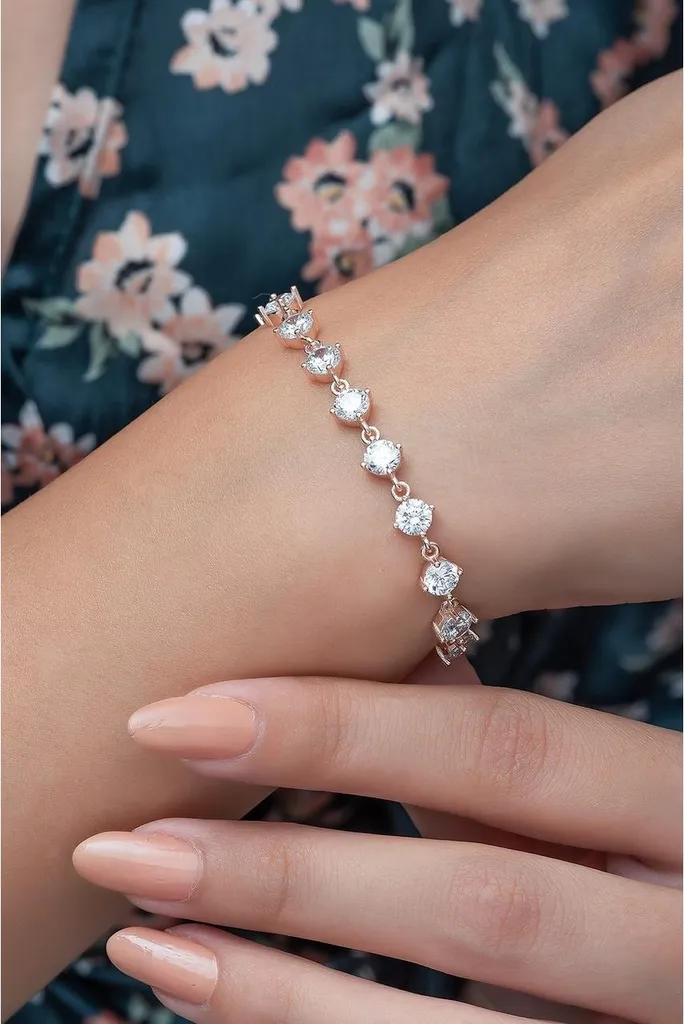 Bracelet de mariage argent rose et zircons pour un look scintillant