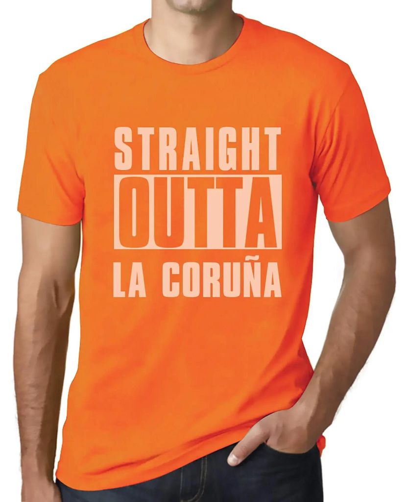 Herren Grafik T-Shirt Straight Outta La Coruña Öko-Verantwortlich Vintage Jahrgang Kurzarm Lustige Druck Geburtstag Geschenk Mann
