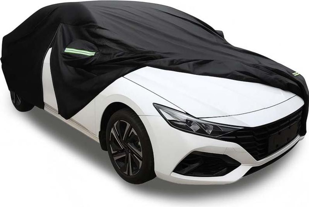 Universelle Autoabdeckung 450*170*120cm – Reißverschlüsse auf der Fahrer und Beifahrerseite – Winddicht, Schneesicher, Staubdicht, UV-Schutz