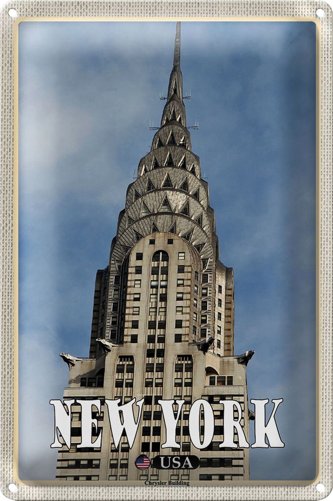 Blechschild Reise 40x30cm New York Chrysler Building Wolkenkratzer