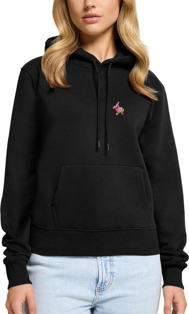 Spreadshirt SpongeBob Schwammkopf Patrick Star Stick-Motiv Damen Premium Hoodie, M, Schwarz