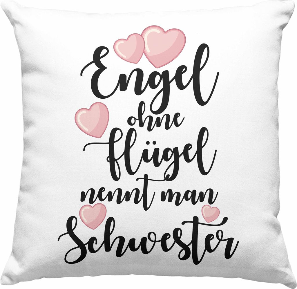 Trendation - Beste Schwester Geschenk Deko-Kissen mit Füllung 40x40 Deko-Kissen mit Füllung 40x40 Geburtstag Weihnachten Geschenkideen Schwestern...
