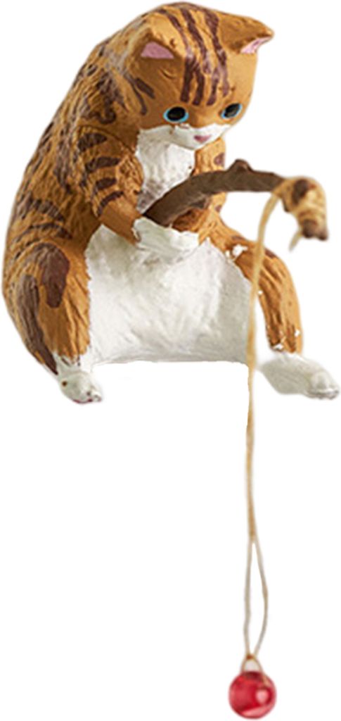 Animal Figurine feine Arbeitskunst kompakt kreative weite Anwendung Neuheit Desktop Computerdekoration Exquisite Cartoon Kitty Fishing Ornament Ges...