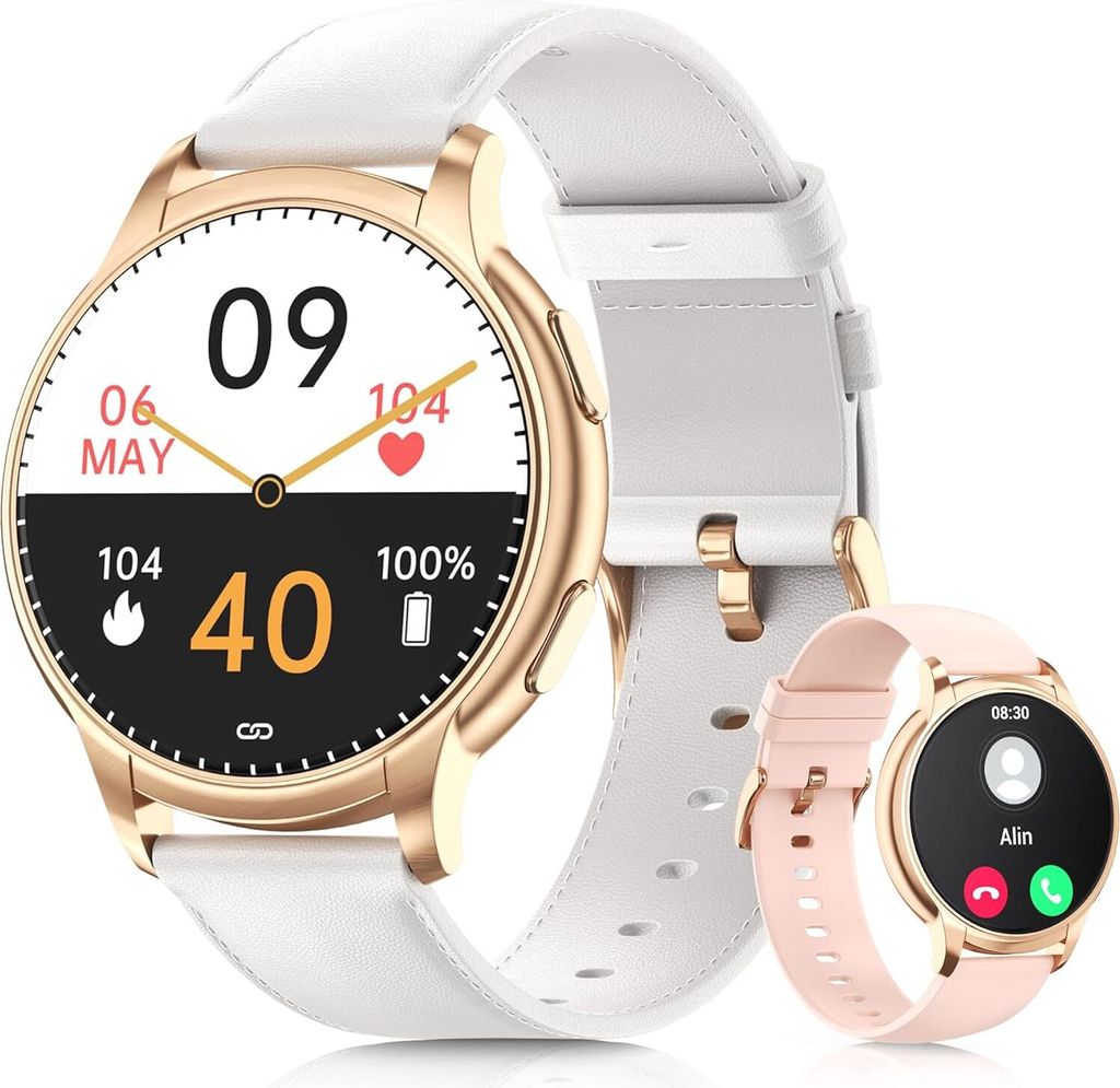 Smartwatch Damen mit Telefonfunktion, 1.52" HD Fitnessuhr, 110+ Sportmodi, Herzfrequenz/SpO2/Schlaf Monitor, IP67 Wasserdicht, Kalorien Android iOS