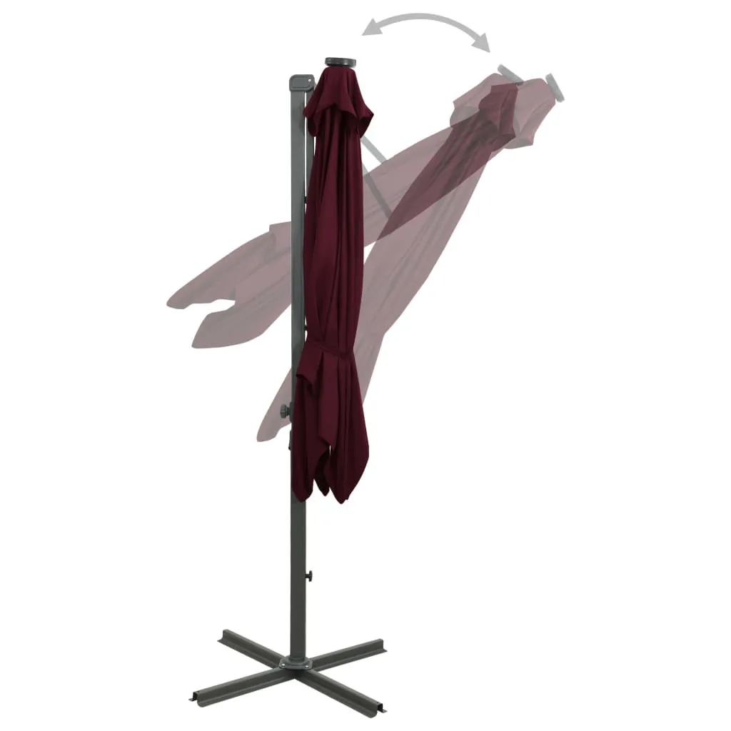Parasol de terrasse LED bordeaux 300 cm pour soirées conviviales outdoor