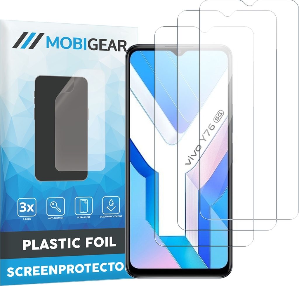 Mobigear Vivo Y76 Displayschutz Schutzfolie - Hüllenfreundlich (3er Pack)