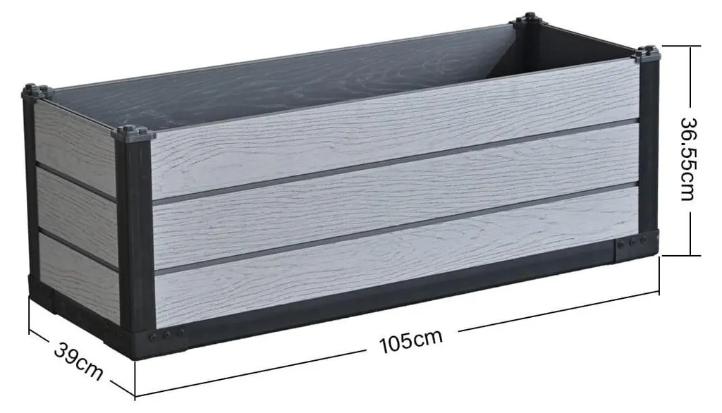 Jardinière rectangulaire grise 105cm au design moderne pour terrasse