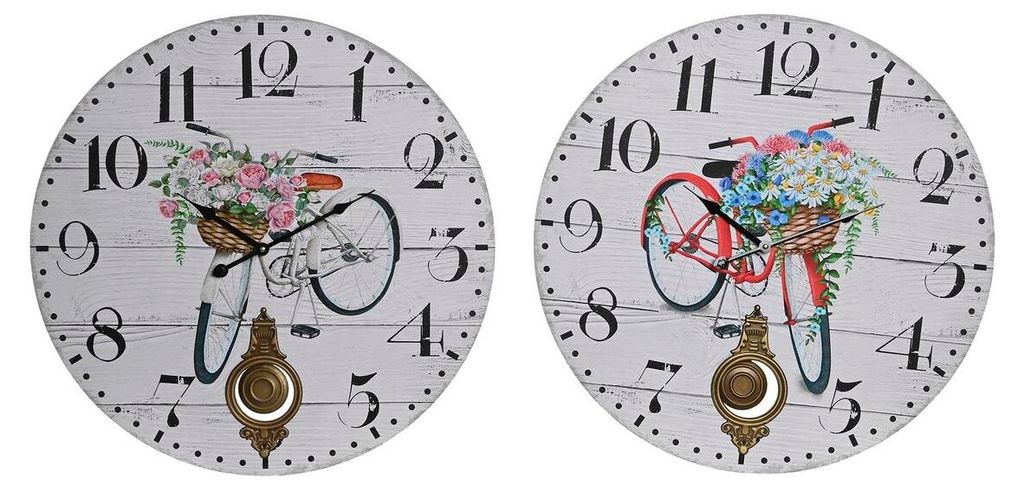 Wanduhr DKD Home Decor Fahrrad Metall Bunt Holz MDF (2 Stück) (58 x 4 x 58 cm)