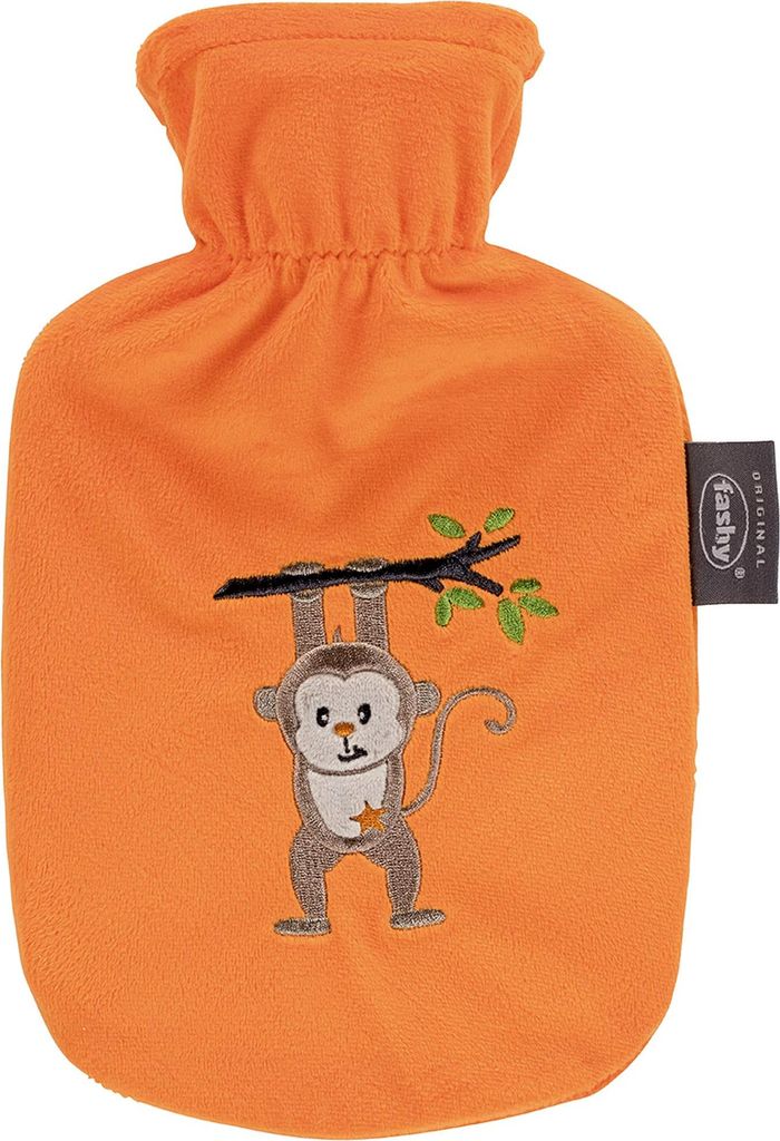 FASHY Wärmflasche Affe Aiko Flauschbezug Stickerei 0,8l