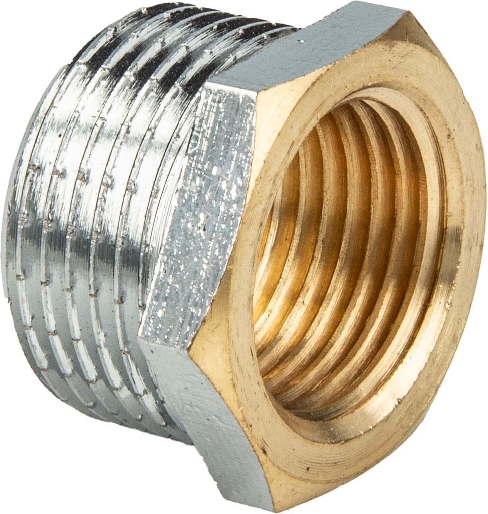 tecuro Reduzierstück Außengewinde G 1/2 x Innengewinde Rp 3/8 Messing verchromt