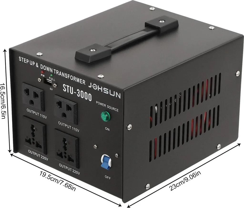 Transformateur de tension 3000W réversible 110V 220V avec prises FR