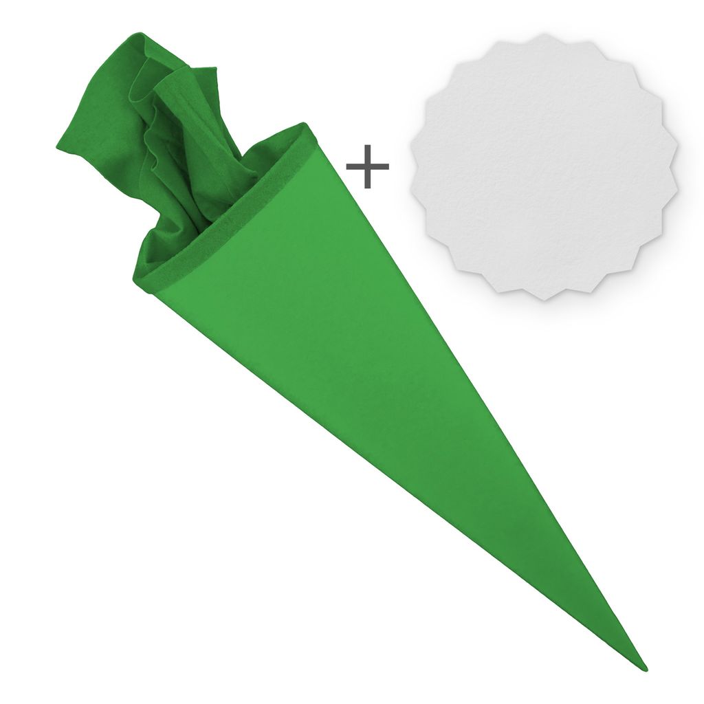 itenga Set Grün Schultüte Rohling 70 cm rund + Namensschild Stern (Motiv 195)